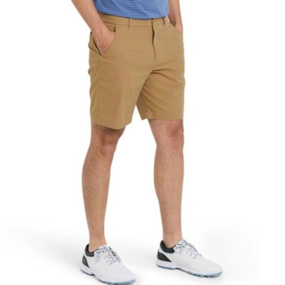 Piombo Italy Men's NWT Toast Tan Stretch Cotton Flat Front Shorts Sz IT 50/US 34